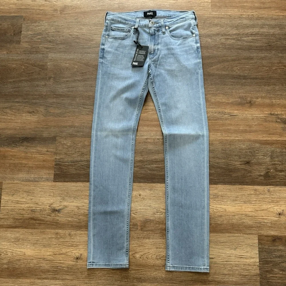 NWT‎ Paige Lennox Slim Transcend Denim Jeans Sz 28 Light Blue Wash